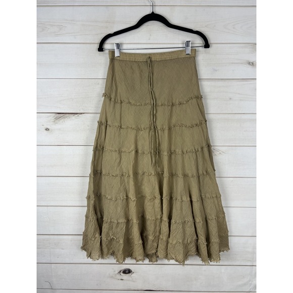 Metrowear Skirt Womens Small Biege Cotton Peasant Boho Tiered Peasant Maxi - Picture 1 of 8